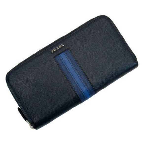 Prada long Wallet Navy Blue Saffiano leather - Picture 1 of 3